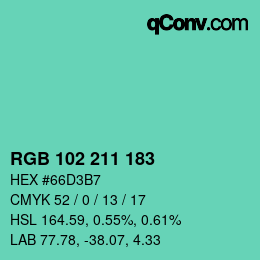 Color code: RGB 102 211 183 | qconv.com