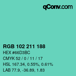 Color code: RGB 102 211 188 | qconv.com