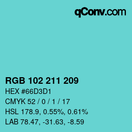 Color code: RGB 102 211 209 | qconv.com