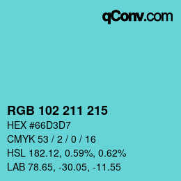 Color code: RGB 102 211 215 | qconv.com