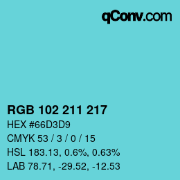 Color code: RGB 102 211 217 | qconv.com