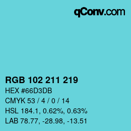 Color code: RGB 102 211 219 | qconv.com