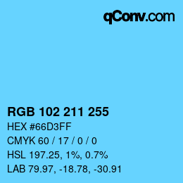 Color code: RGB 102 211 255 | qconv.com