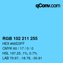 Color code: RGB 102 211 255 | qconv.com