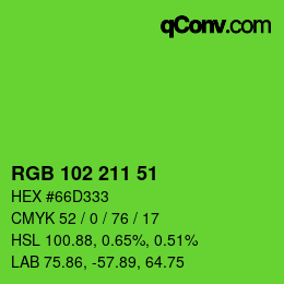 Color code: RGB 102 211 51 | qconv.com