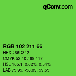 Color code: RGB 102 211 66 | qconv.com