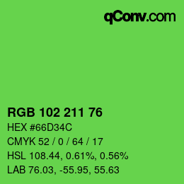 Color code: RGB 102 211 76 | qconv.com