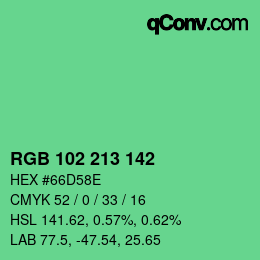 Color code: RGB 102 213 142 | qconv.com
