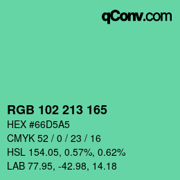 Color code: RGB 102 213 165 | qconv.com