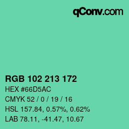 Color code: RGB 102 213 172 | qconv.com