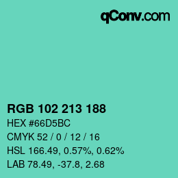 Color code: RGB 102 213 188 | qconv.com