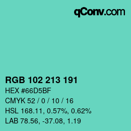 Color code: RGB 102 213 191 | qconv.com