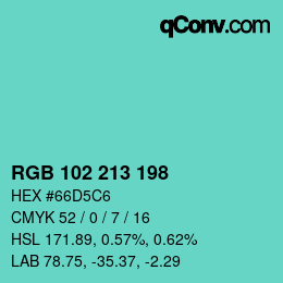 Color code: RGB 102 213 198 | qconv.com