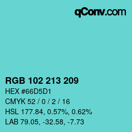 Color code: RGB 102 213 209 | qconv.com