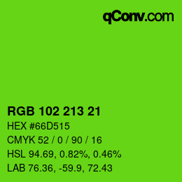 Color code: RGB 102 213 21 | qconv.com