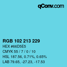 カラーコード: RGB 102 213 229 | qconv.com