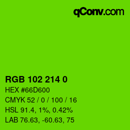 Color code: RGB 102 214 0 | qconv.com