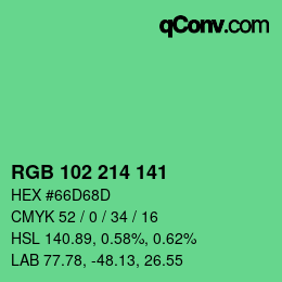 Color code: RGB 102 214 141 | qconv.com