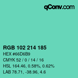 Color code: RGB 102 214 185 | qconv.com