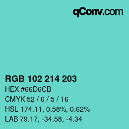 Color code: RGB 102 214 203 | qconv.com