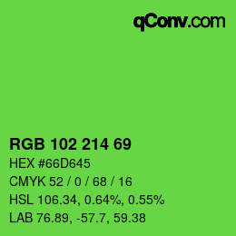 Color code: RGB 102 214 69 | qconv.com