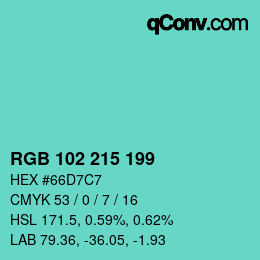 Color code: RGB 102 215 199 | qconv.com