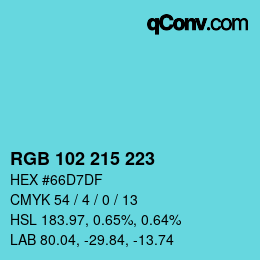 Color code: RGB 102 215 223 | qconv.com