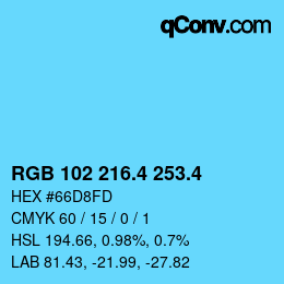 カラーコード: RGB 102 216.4 253.4 | qconv.com