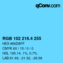 カラーコード: RGB 102 216.4 255 | qconv.com