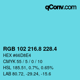 カラーコード: RGB 102 216.8 228.4 | qconv.com