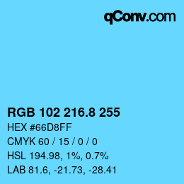 カラーコード: RGB 102 216.8 255 | qconv.com