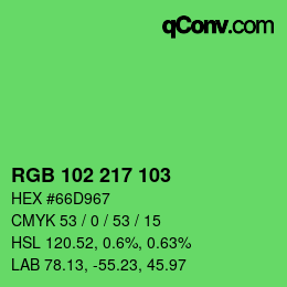Color code: RGB 102 217 103 | qconv.com