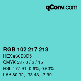 Color code: RGB 102 217 213 | qconv.com