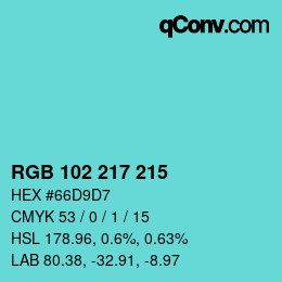 Color code: RGB 102 217 215 | qconv.com