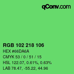 Color code: RGB 102 218 106 | qconv.com