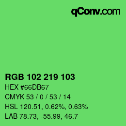 Color code: RGB 102 219 103 | qconv.com
