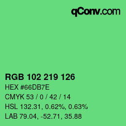 Color code: RGB 102 219 126 | qconv.com