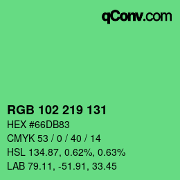 Color code: RGB 102 219 131 | qconv.com