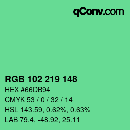 Color code: RGB 102 219 148 | qconv.com