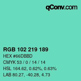 Color code: RGB 102 219 189 | qconv.com