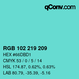 Color code: RGB 102 219 209 | qconv.com