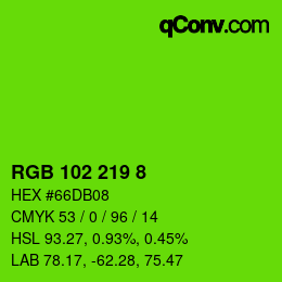 Color code: RGB 102 219 8 | qconv.com