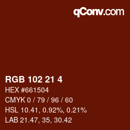 Color code: RGB 102 21 4 | qconv.com