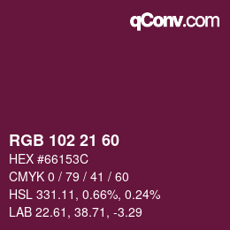 Color code: RGB 102 21 60 | qconv.com