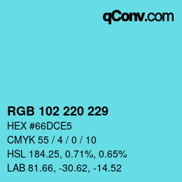 Color code: RGB 102 220 229 | qconv.com