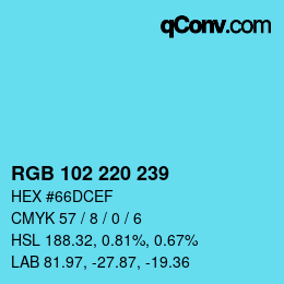 Color code: RGB 102 220 239 | qconv.com