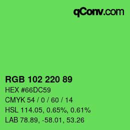 Color code: RGB 102 220 89 | qconv.com