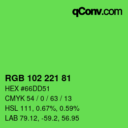 颜色代码: RGB 102 221 81 | qconv.com