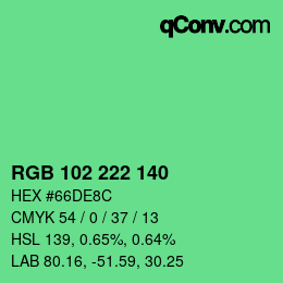 Color code: RGB 102 222 140 | qconv.com