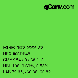 Color code: RGB 102 222 72 | qconv.com